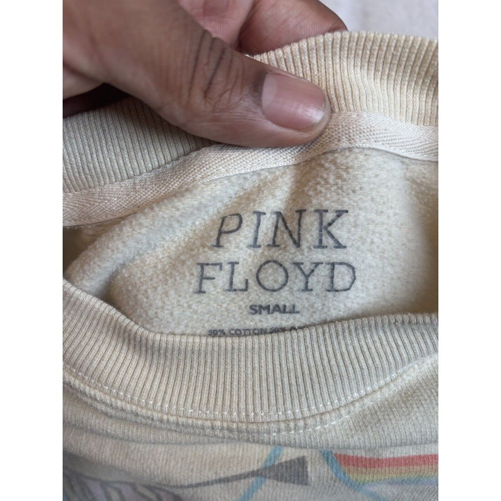 Pink Floyd Beige Crew Neck Long‎ Sleeve Sweatshirt Women's Small Stain * - Picture 4 of 7